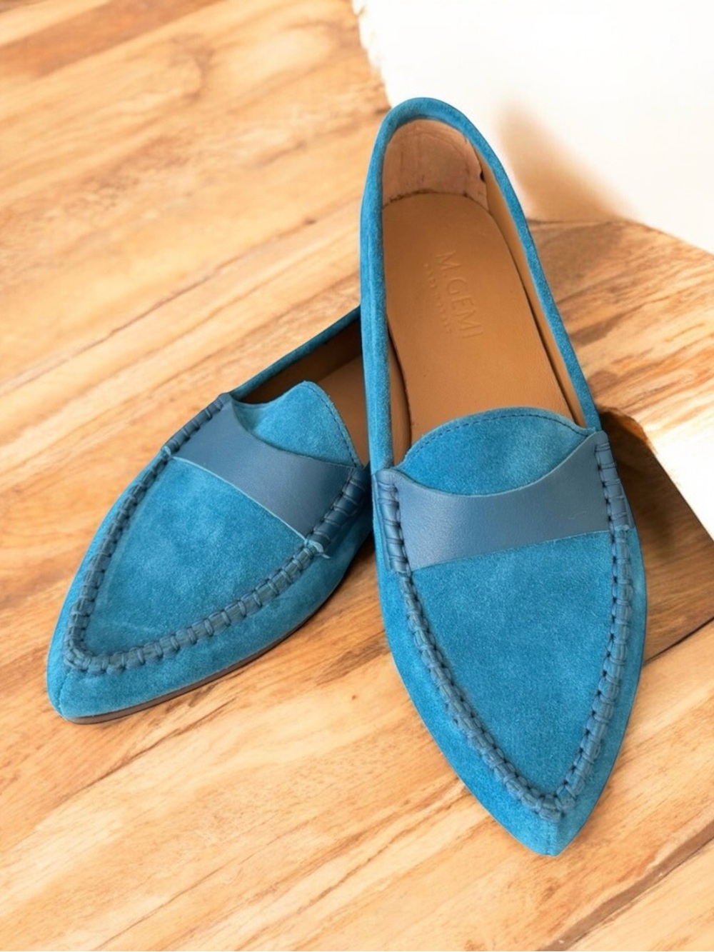 🆕 M. Gemi Pointed Toe Blue Suede Loafers Flats Women’s